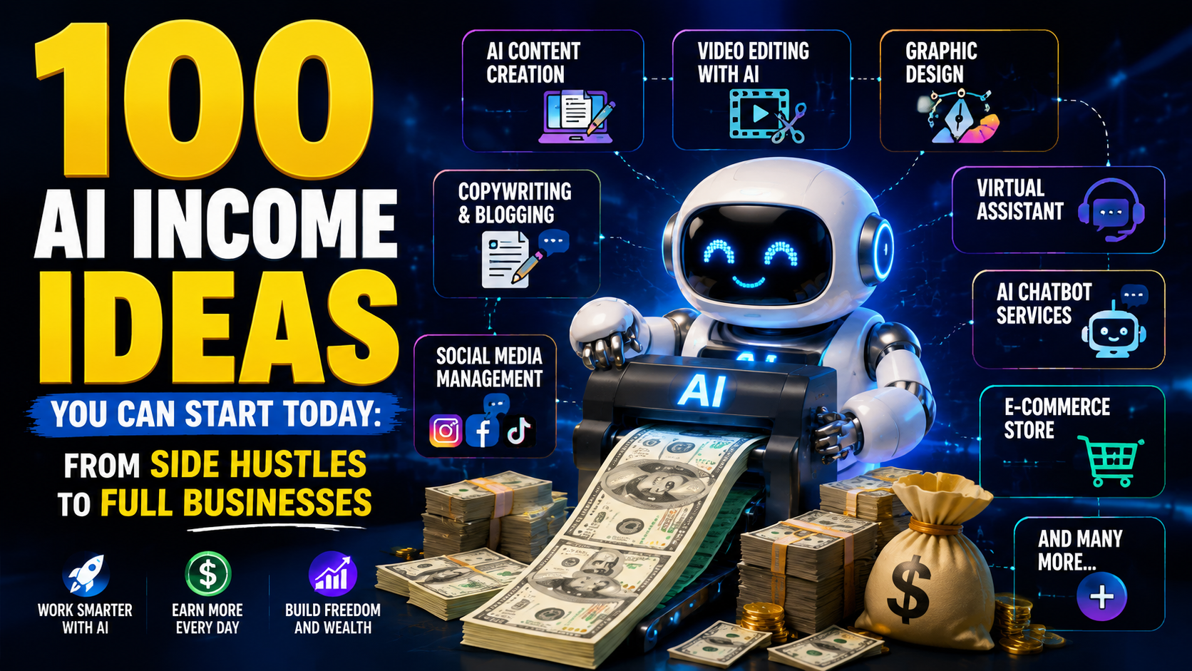 100 AI Income Ideas You Can Start Today: From Side Hustles to Full Businesses