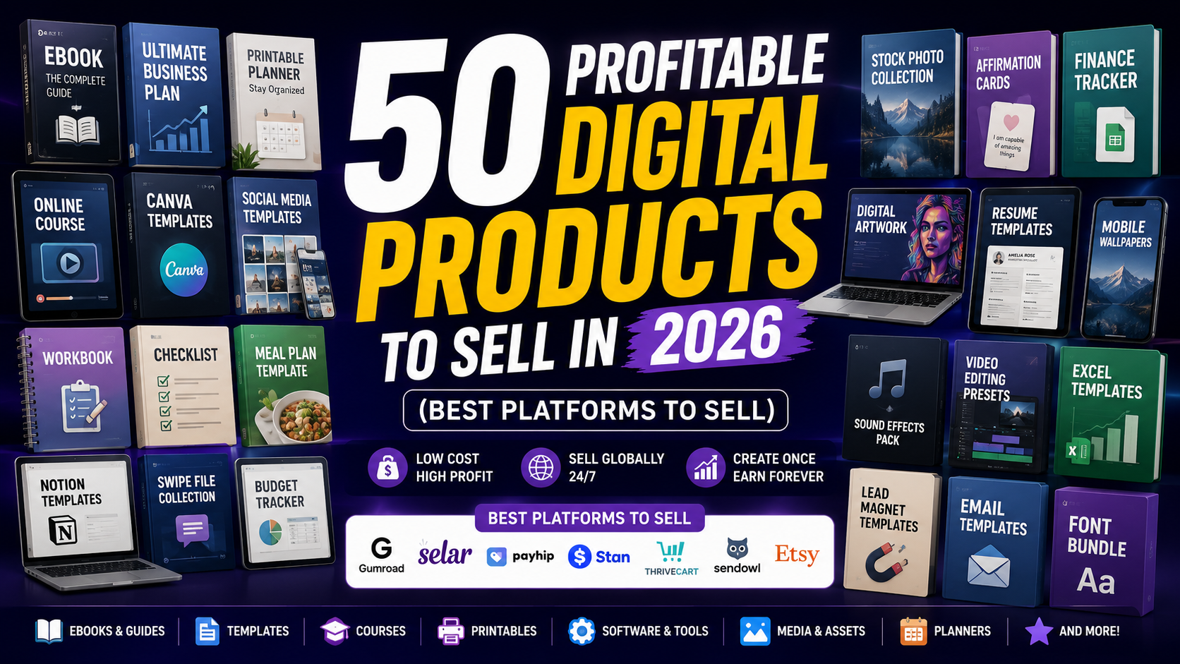 50 Profitable Digital Products to Sell in 2026 (Best Platforms to Sell)