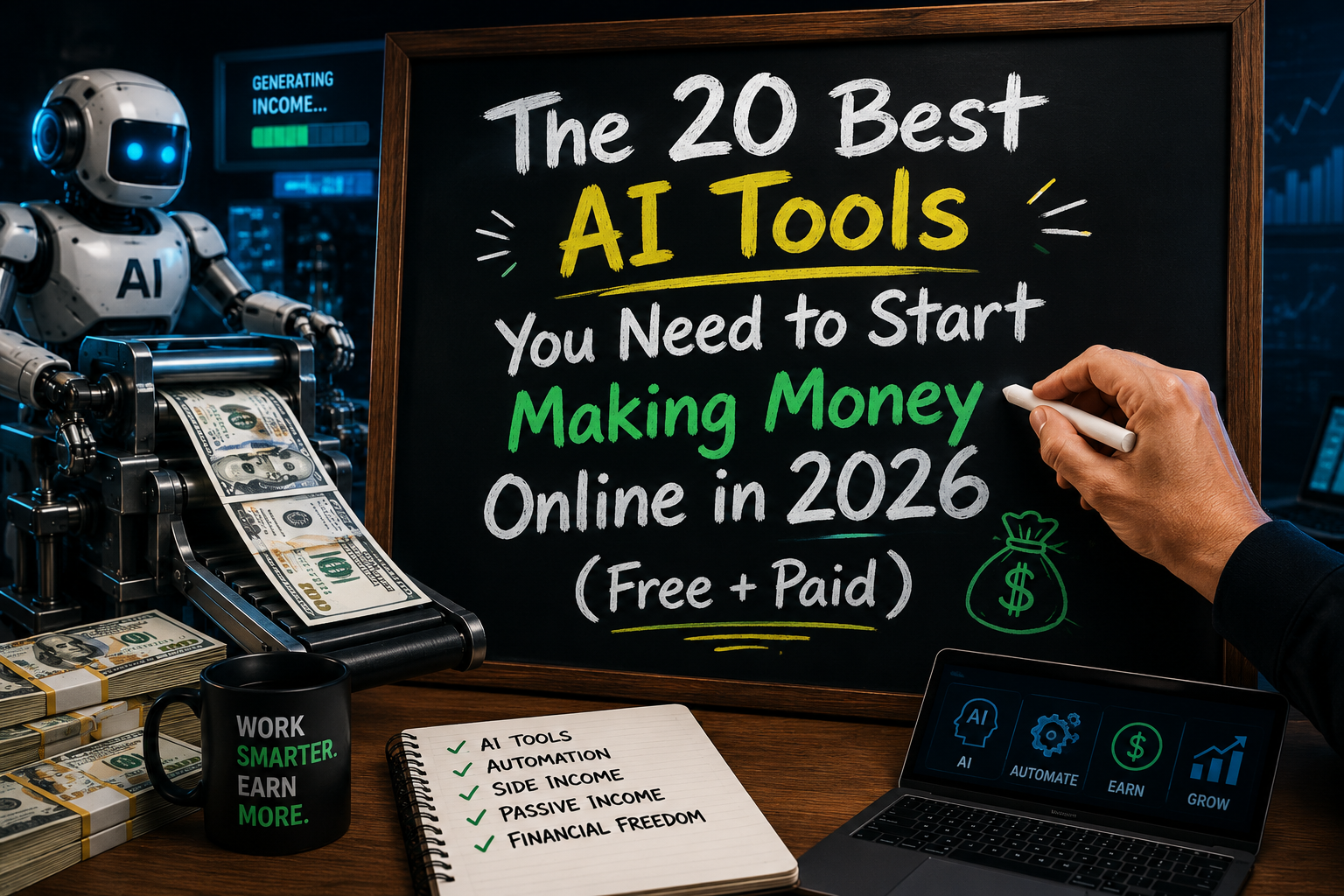 The 20 Best AI Tools You Need to Start Making Money Online in 2026 (Free + Paid)